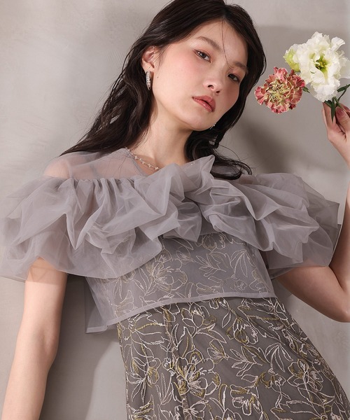 Kana（カナ）の「ボリュームボレロ花柄ワンピースドレス 2点セットワンピースドレス パーティー ドレス 結婚式 お呼ばれ オケージョン（ドレス・レディース・ブラック/チャコールグレー/ベージュ・M）」の20枚目の写真