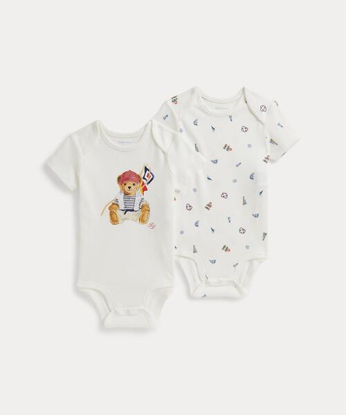 Polo ベア コットン ボディスーツ 2パック