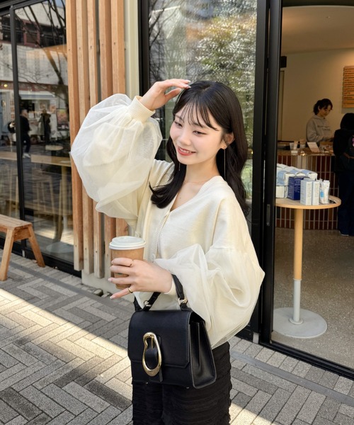 hinari（ヒナリ）の「チュールカーディガン（カーディガン/ボレロ・レディース・オフホワイト/ピンク/クリーム・FREE）」の19枚目の写真