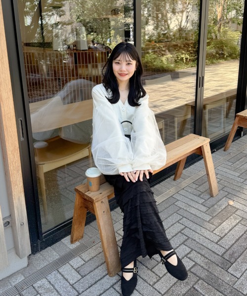 hinari（ヒナリ）の「チュールカーディガン（カーディガン/ボレロ・レディース・オフホワイト/ピンク/クリーム・FREE）」の21枚目の写真