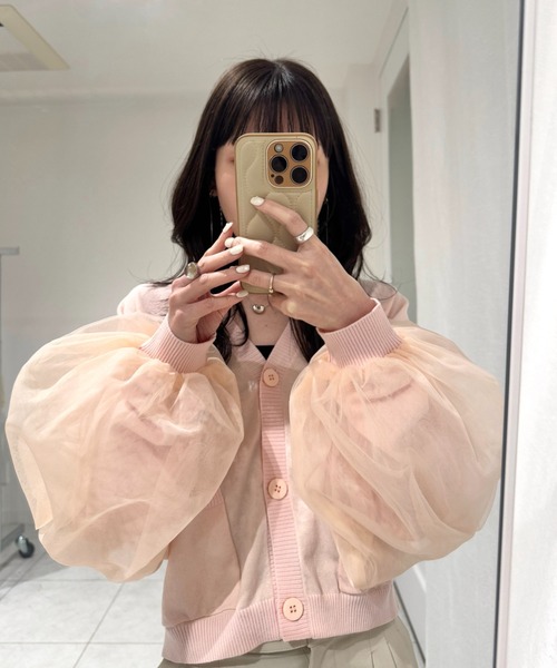 hinari（ヒナリ）の「チュールカーディガン（カーディガン/ボレロ・レディース・オフホワイト/ピンク/クリーム・FREE）」の8枚目の写真