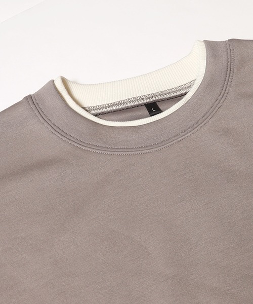 coca（coca）（コカ）の「ソフトジャージーレイヤード風トップス（Tシャツ/カットソー・メンズ・チャコール/グレイッシュベージュ・M/L/XL）」の4枚目の写真