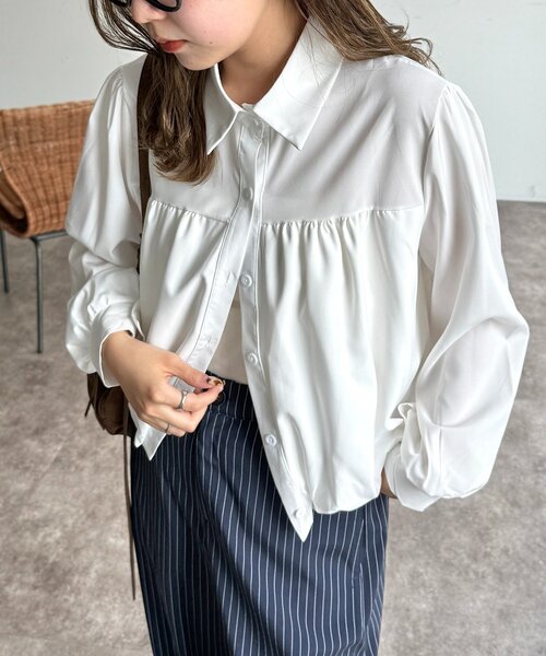 CPCM（シーピーシーエム）の「短丈バルーンシャツ（シャツ/ブラウス・レディース・サックスブルー/ホワイト/ピンク・FREE）」の2枚目の写真
