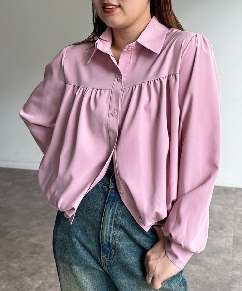 CPCM（シーピーシーエム）の「短丈バルーンシャツ（シャツ/ブラウス・レディース・サックスブルー/ホワイト/ピンク・FREE）」の3枚目の写真