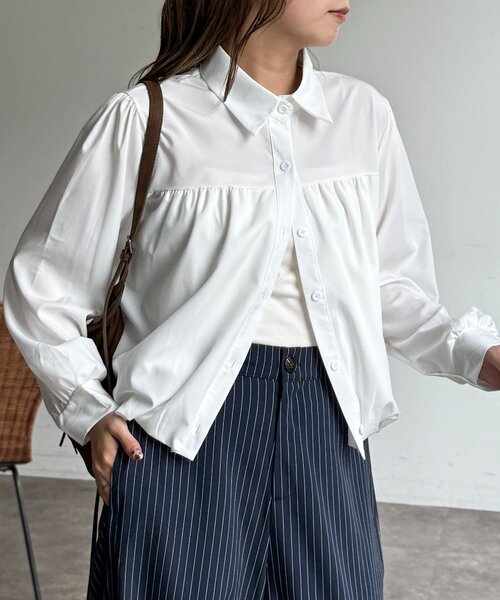 CPCM（シーピーシーエム）の「短丈バルーンシャツ（シャツ/ブラウス・レディース・サックスブルー/ホワイト/ピンク・FREE）」の5枚目の写真