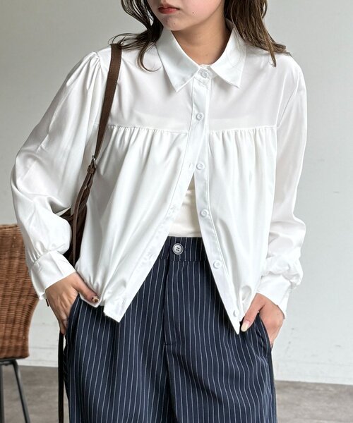 CPCM（シーピーシーエム）の「短丈バルーンシャツ（シャツ/ブラウス・レディース・サックスブルー/ホワイト/ピンク・FREE）」の6枚目の写真