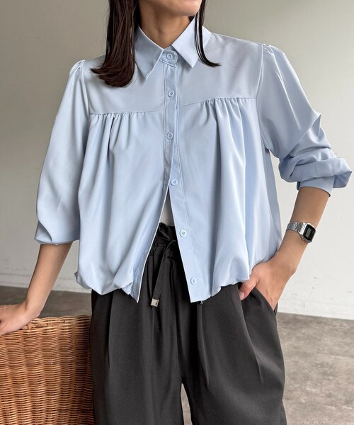 CPCM（シーピーシーエム）の「短丈バルーンシャツ（シャツ/ブラウス・レディース・サックスブルー/ホワイト/ピンク・FREE）」の8枚目の写真