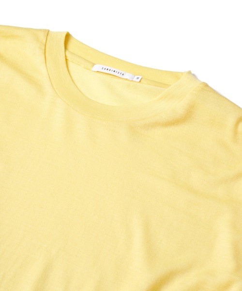 Sandinista(サンディニスタ)の「Premium Summer Wool Top / 上質サマーウール九分袖丈トップス(Tシャツ/カットソー・メンズ・ネイビー/イエロー/ブラック・SMALL/MEDIUM/LARGE)」の4枚目の写真