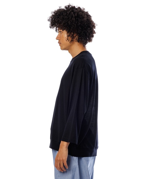 Sandinista(サンディニスタ)の「Premium Summer Wool Top / 上質サマーウール九分袖丈トップス(Tシャツ/カットソー・メンズ・ネイビー/イエロー/ブラック・SMALL/MEDIUM/LARGE)」の8枚目の写真