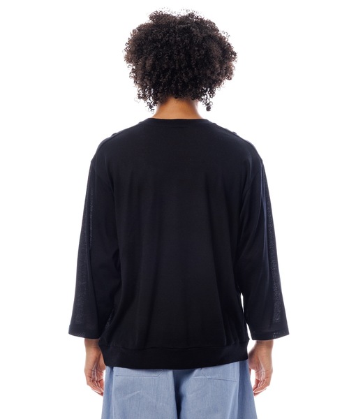 Sandinista(サンディニスタ)の「Premium Summer Wool Top / 上質サマーウール九分袖丈トップス(Tシャツ/カットソー・メンズ・ネイビー/イエロー/ブラック・SMALL/MEDIUM/LARGE)」の9枚目の写真