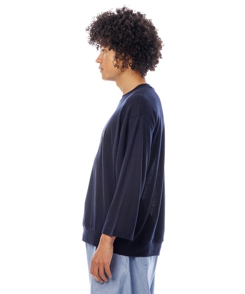 Sandinista(サンディニスタ)の「Premium Summer Wool Top / 上質サマーウール九分袖丈トップス(Tシャツ/カットソー・メンズ・ネイビー/イエロー/ブラック・SMALL/MEDIUM/LARGE)」の11枚目の写真