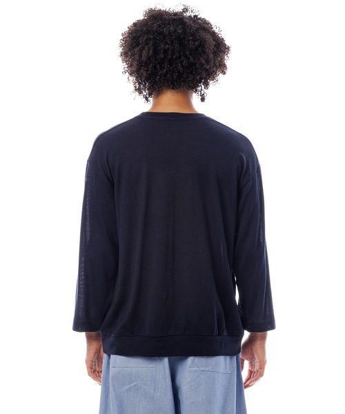 Sandinista(サンディニスタ)の「Premium Summer Wool Top / 上質サマーウール九分袖丈トップス(Tシャツ/カットソー・メンズ・ネイビー/イエロー/ブラック・SMALL/MEDIUM/LARGE)」の12枚目の写真