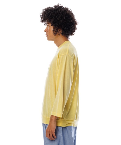 Sandinista(サンディニスタ)の「Premium Summer Wool Top / 上質サマーウール九分袖丈トップス(Tシャツ/カットソー・メンズ・ネイビー/イエロー/ブラック・SMALL/MEDIUM/LARGE)」の14枚目の写真