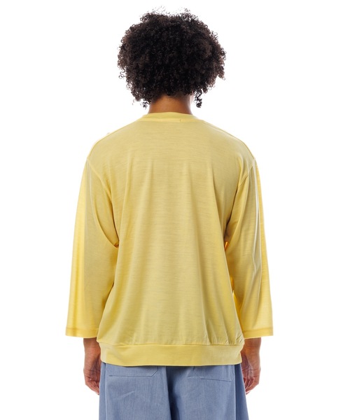 Sandinista(サンディニスタ)の「Premium Summer Wool Top / 上質サマーウール九分袖丈トップス(Tシャツ/カットソー・メンズ・ネイビー/イエロー/ブラック・SMALL/MEDIUM/LARGE)」の15枚目の写真