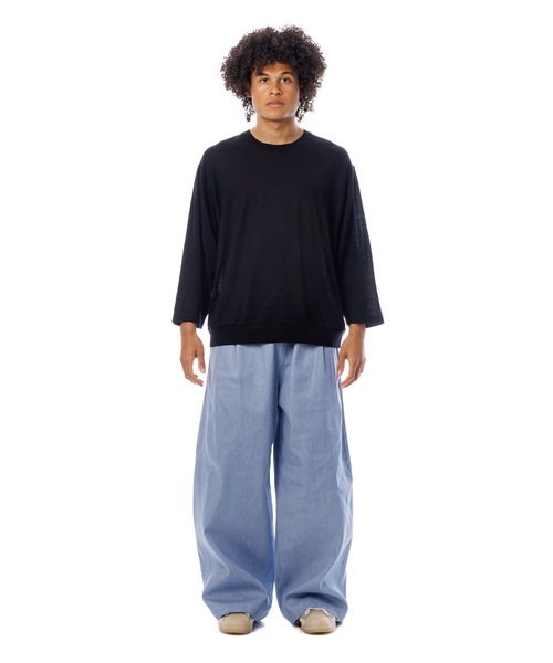 Sandinista(サンディニスタ)の「Premium Summer Wool Top / 上質サマーウール九分袖丈トップス(Tシャツ/カットソー・メンズ・ネイビー/イエロー/ブラック・SMALL/MEDIUM/LARGE)」の16枚目の写真