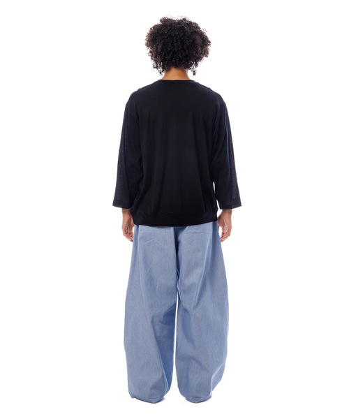 Sandinista(サンディニスタ)の「Premium Summer Wool Top / 上質サマーウール九分袖丈トップス(Tシャツ/カットソー・メンズ・ネイビー/イエロー/ブラック・SMALL/MEDIUM/LARGE)」の18枚目の写真