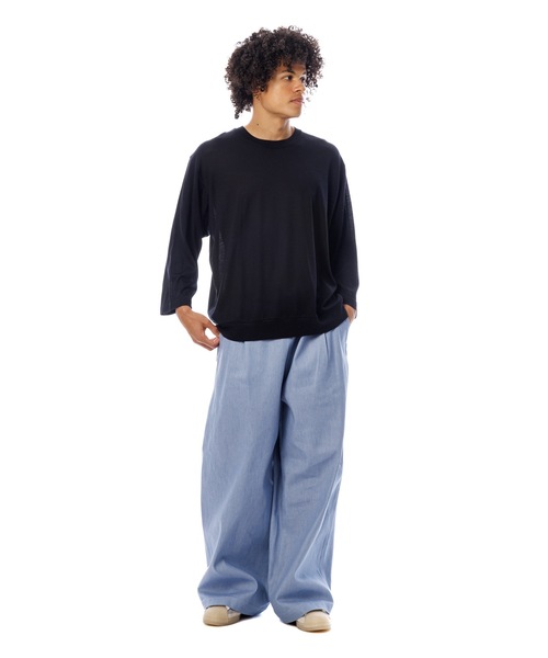 Sandinista(サンディニスタ)の「Premium Summer Wool Top / 上質サマーウール九分袖丈トップス(Tシャツ/カットソー・メンズ・ネイビー/イエロー/ブラック・SMALL/MEDIUM/LARGE)」の19枚目の写真