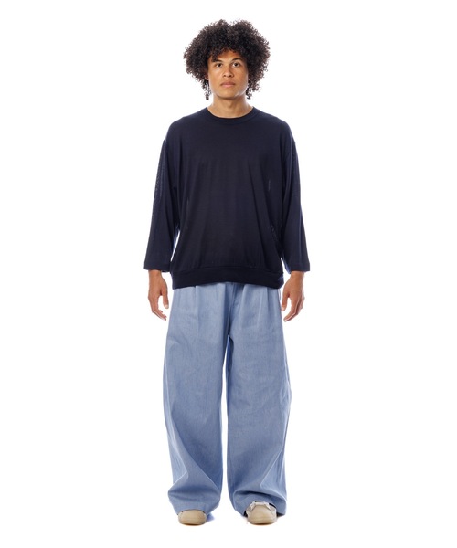 Sandinista(サンディニスタ)の「Premium Summer Wool Top / 上質サマーウール九分袖丈トップス(Tシャツ/カットソー・メンズ・ネイビー/イエロー/ブラック・SMALL/MEDIUM/LARGE)」の20枚目の写真