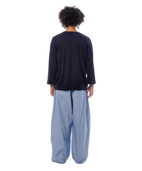 Sandinista(サンディニスタ)の「Premium Summer Wool Top / 上質サマーウール九分袖丈トップス(Tシャツ/カットソー・メンズ・ネイビー/イエロー/ブラック・SMALL/MEDIUM/LARGE)」の22枚目の写真