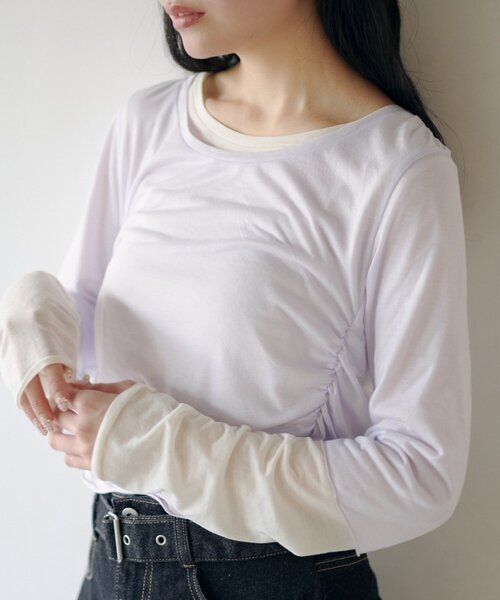 Kastane(カスタネ)の「スムースレイヤードロンteeSET(Tシャツ/カットソー・レディース・ミント/イエロー/パープル・FREE)」の1枚目の写真