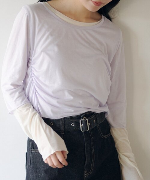 Kastane(カスタネ)の「スムースレイヤードロンteeSET(Tシャツ/カットソー・レディース・ミント/イエロー/パープル・FREE)」の10枚目の写真