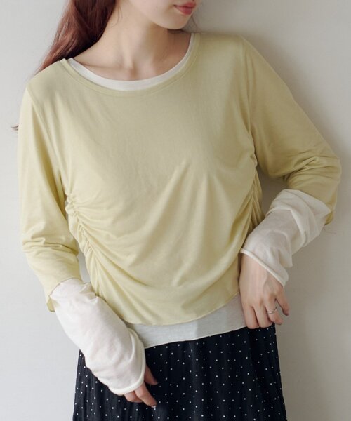 Kastane(カスタネ)の「スムースレイヤードロンteeSET(Tシャツ/カットソー・レディース・ミント/イエロー/パープル・FREE)」の19枚目の写真