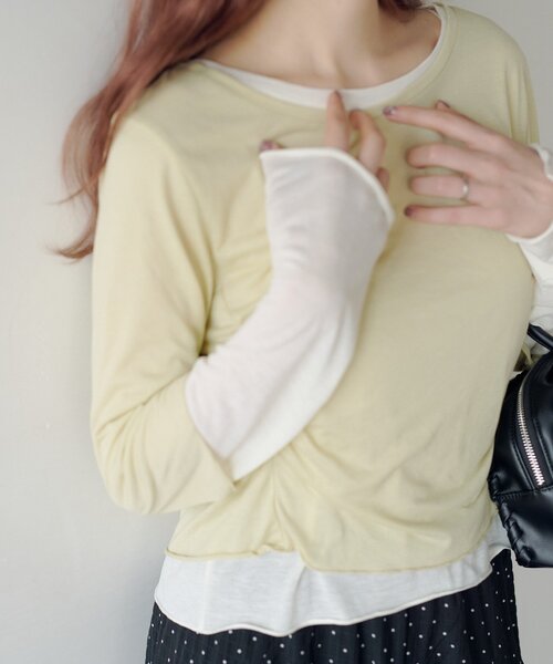 Kastane(カスタネ)の「スムースレイヤードロンteeSET(Tシャツ/カットソー・レディース・ミント/イエロー/パープル・FREE)」の20枚目の写真