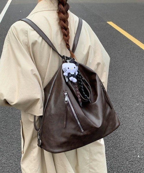 LAC-VERT（ラック・ヴェール）の「2WAYファスナーナップサック（バックパック/リュック・レディース・ブラック/ダークブラウン/ブラウン/キャメル・FREE）」の2枚目の写真