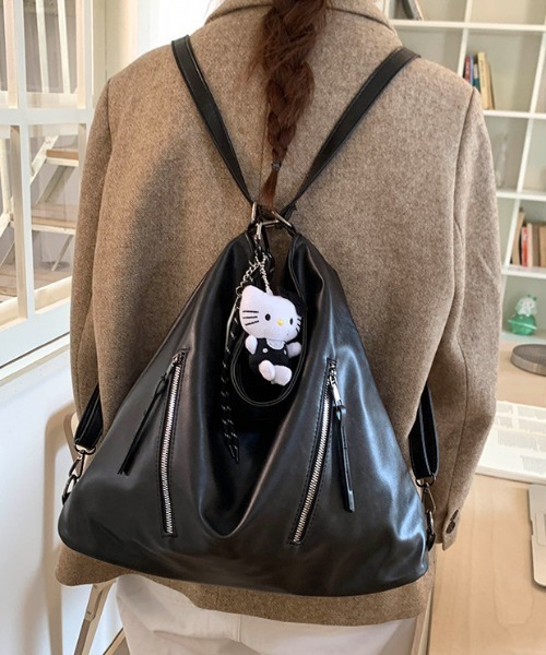 LAC-VERT（ラック・ヴェール）の「2WAYファスナーナップサック（バックパック/リュック・レディース・ブラック/ダークブラウン/ブラウン/キャメル・FREE）」の13枚目の写真