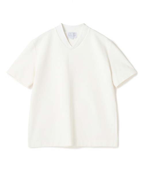 UNION STATION(ユニオンステーション)の「VネックテイラーTシャツ〈ストレッチ・マシンウォッシャブル・防臭・接触冷感〉(Tシャツ/カットソー・メンズ・ブラック/ホワイト/ネイビー/グレイッシュベージュ・LL/L/M/S)」の2枚目の写真
