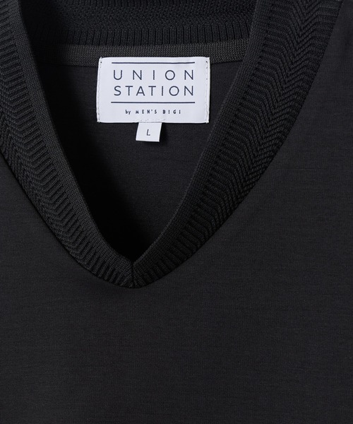 UNION STATION(ユニオンステーション)の「VネックテイラーTシャツ〈ストレッチ・マシンウォッシャブル・防臭・接触冷感〉(Tシャツ/カットソー・メンズ・ブラック/ホワイト/ネイビー/グレイッシュベージュ・LL/L/M/S)」の8枚目の写真