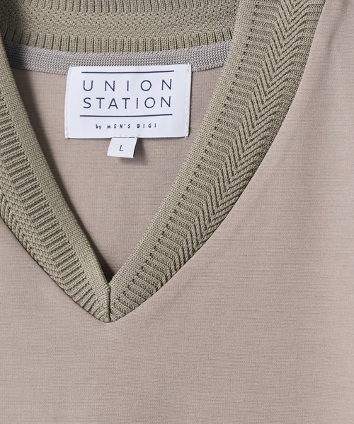 UNION STATION(ユニオンステーション)の「VネックテイラーTシャツ〈ストレッチ・マシンウォッシャブル・防臭・接触冷感〉(Tシャツ/カットソー・メンズ・ブラック/ホワイト/ネイビー/グレイッシュベージュ・LL/L/M/S)」の6枚目の写真