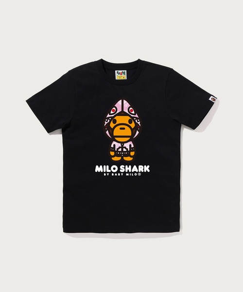 A BATHING APE（アベイシングエイプ）の「PASTEL COLOR CAMO MILO SHARK FZH TEE（Tシャツ/カットソー・レディース・ブラック×ブルー/ホワイト×ピンク/ブラック×ピンク/ホワイト×ブルー・MEDIUM/SMALL/XX-SMALL/X-SMALL）」の4枚目の写真