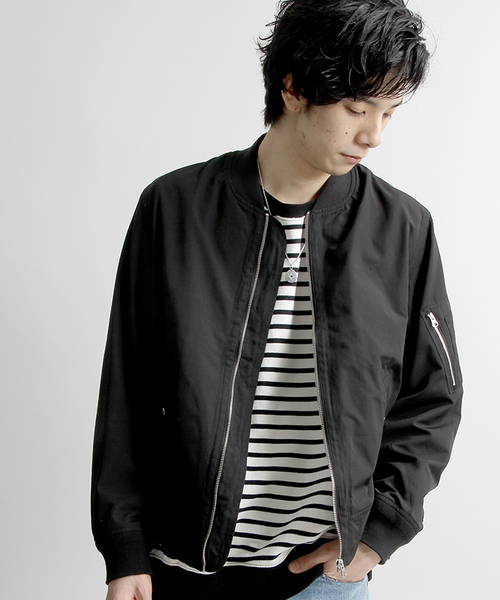 WEGO（ウィゴー）の「WEGO/スタンダードMA-1（MA-1・メンズ・ネイビー/ベージュ/カーキ/ブラック/ホワイト・LARGE/MEDIUM）」の3枚目の写真