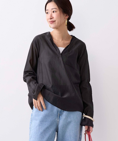 TICCA（ティッカ）の「【TICCA】コットンシルクスキッパーシャツ（シャツ/ブラウス・レディース・スミクロ/サックスブルー・FREE）」の2枚目の写真