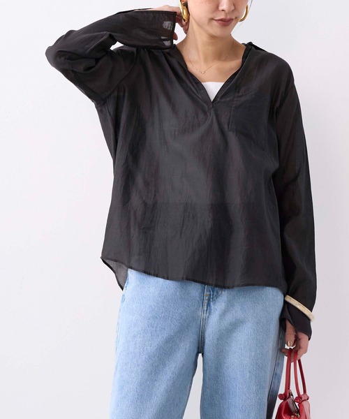 TICCA（ティッカ）の「【TICCA】コットンシルクスキッパーシャツ（シャツ/ブラウス・レディース・スミクロ/サックスブルー・FREE）」の11枚目の写真