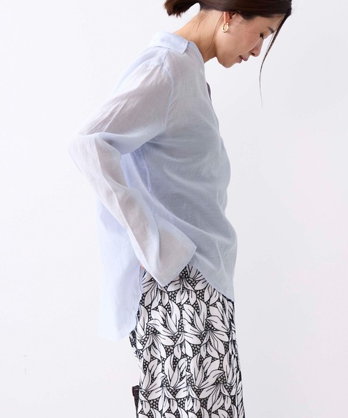 TICCA（ティッカ）の「【TICCA】コットンシルクスキッパーシャツ（シャツ/ブラウス・レディース・スミクロ/サックスブルー・FREE）」の5枚目の写真