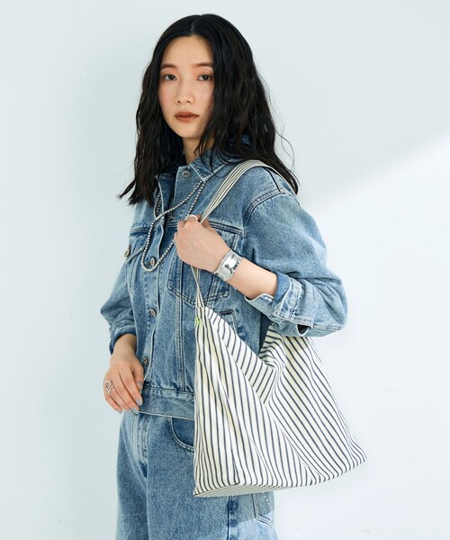 fredy emue（フレディエミュ）の「ストライプ/ギンガムワンショルバッグ（ショルダーバッグ・レディース・ブラック系その他/ブラック系その他2/ピンク系その他/ブルー系その他/グリーン系その他・FREE）」の3枚目の写真