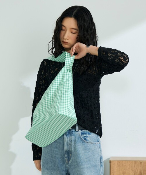 fredy emue（フレディエミュ）の「ストライプ/ギンガムワンショルバッグ（ショルダーバッグ・レディース・ブラック系その他/ブラック系その他2/ピンク系その他/ブルー系その他/グリーン系その他・FREE）」の11枚目の写真