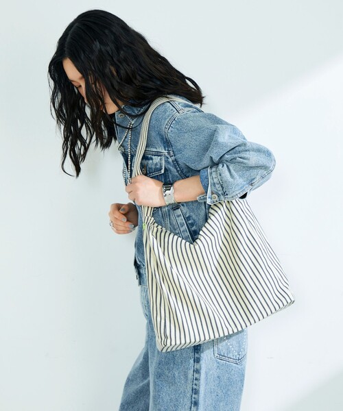 fredy emue（フレディエミュ）の「ストライプ/ギンガムワンショルバッグ（ショルダーバッグ・レディース・ブラック系その他/ブラック系その他2/ピンク系その他/ブルー系その他/グリーン系その他・FREE）」の16枚目の写真