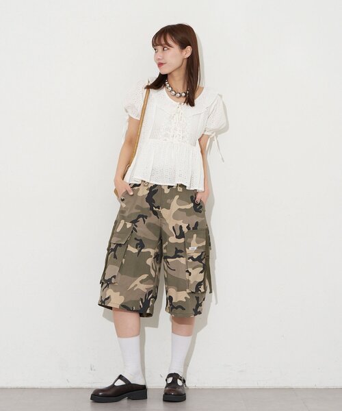 CIAOPANIC（チャオパニック）の「【UNESS/ユーネス】カーゴハーフパンツ（その他パンツ・レディース・カーキ/ベージュ・ONE SIZE）」の5枚目の写真