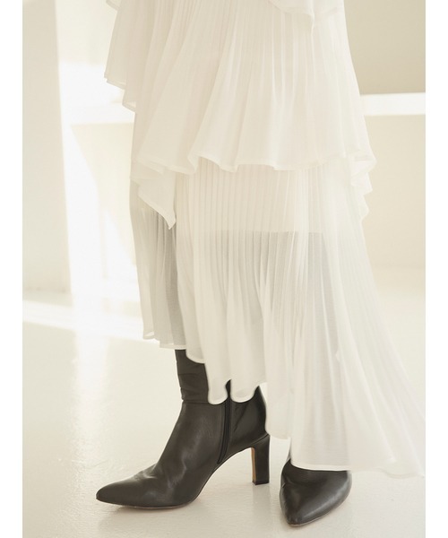 SNIDEL（スナイデル）の「Sustainableプリーツティアードスカート【SWFS261070 追加生産分】（スカート・レディース・ホワイト・0/1）」の8枚目の写真