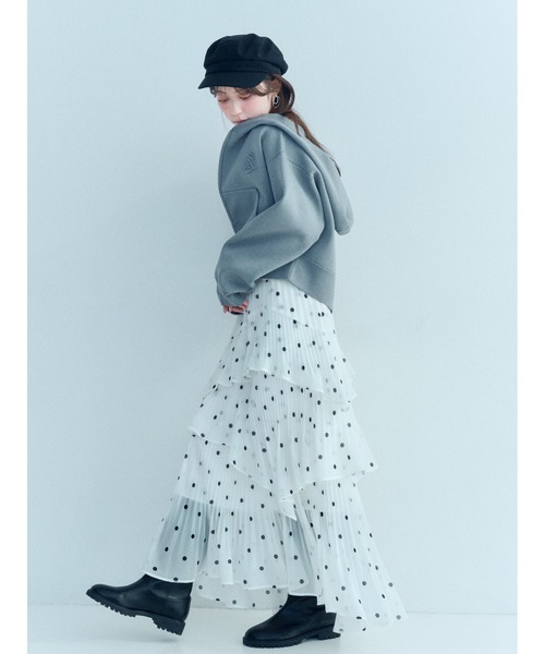 SNIDEL（スナイデル）の「Sustainableプリーツティアードスカート【SWFS261070 追加生産分】（スカート・レディース・ホワイト・0/1）」の3枚目の写真