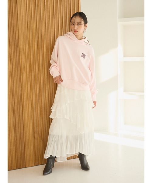 SNIDEL（スナイデル）の「Sustainableプリーツティアードスカート【SWFS261070 追加生産分】（スカート・レディース・ホワイト・0/1）」の11枚目の写真