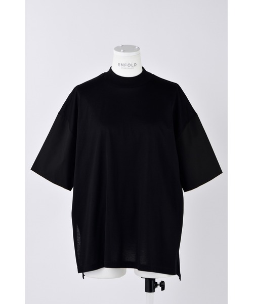 ENFOLD（エンフォルド）の「HIGH-NECK SHIRT-SLEEVE T-SHIRT（Tシャツ/カットソー・レディース・ホワイト/ブラック・38）」の2枚目の写真