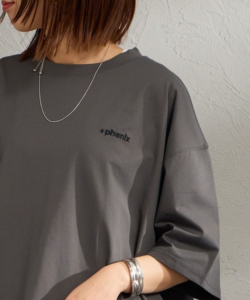 +phenix（プラスフェニックス）の「[＋phenix/プラスフェニックス] 別注 ワンポイント刺繍ロゴ ドローコードTシャツ【追加】（Tシャツ/カットソー・メンズ・ホワイト/ブラック/オレンジ/チャコールグレー/グレー・M/XL/L）」の11枚目の写真