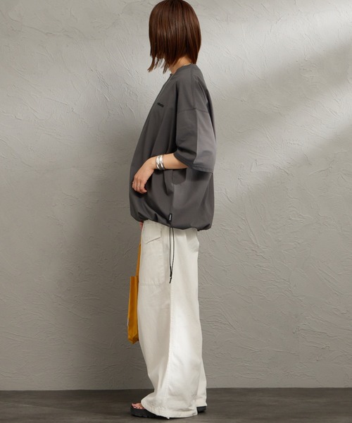+phenix（プラスフェニックス）の「[＋phenix/プラスフェニックス] 別注 ワンポイント刺繍ロゴ ドローコードTシャツ【追加】（Tシャツ/カットソー・メンズ・ホワイト/ブラック/オレンジ/チャコールグレー/グレー・M/XL/L）」の9枚目の写真