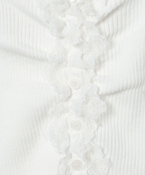 JEANASIS（ジーナシス）の「12Gレーストリムリブカーディガン/663959（カーディガン/ボレロ・レディース・ホワイト/グレー系その他/ブラック・FREE）」の10枚目の写真