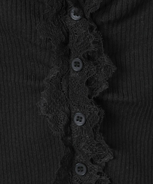 JEANASIS（ジーナシス）の「12Gレーストリムリブカーディガン/663959（カーディガン/ボレロ・レディース・ホワイト/グレー系その他/ブラック・FREE）」の11枚目の写真