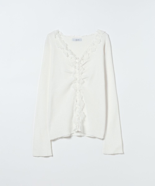 JEANASIS（ジーナシス）の「12Gレーストリムリブカーディガン/663959（カーディガン/ボレロ・レディース・ホワイト/グレー系その他/ブラック・FREE）」の14枚目の写真